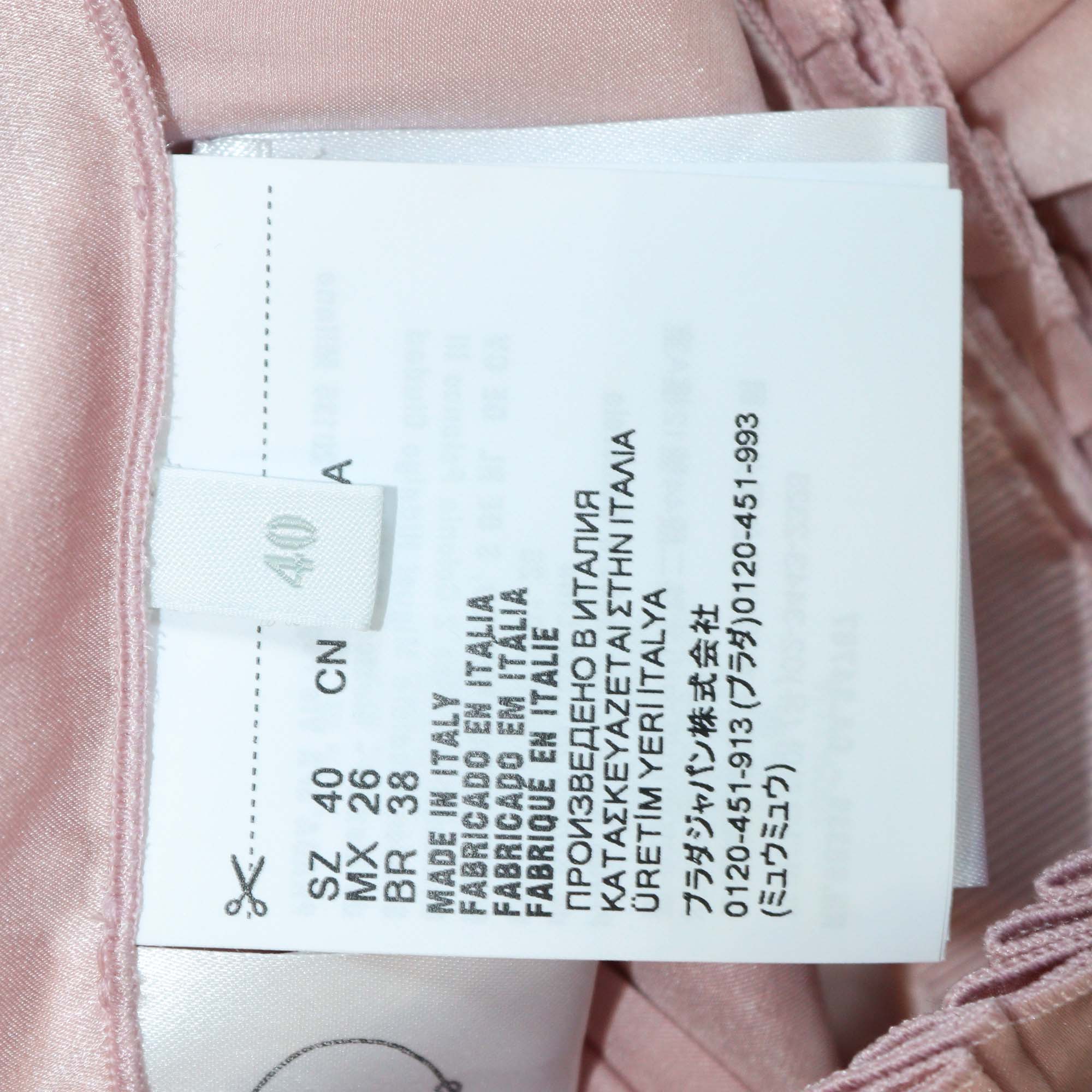 Prada Pink Satin Pleated Maxi Skirt