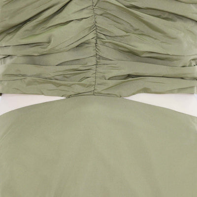 Maje Khaki Polyester Cut Out Taffeta Maxi Dress