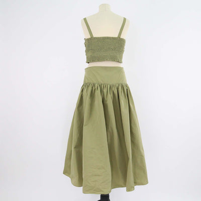 Maje Khaki Polyester Cut Out Taffeta Maxi Dress