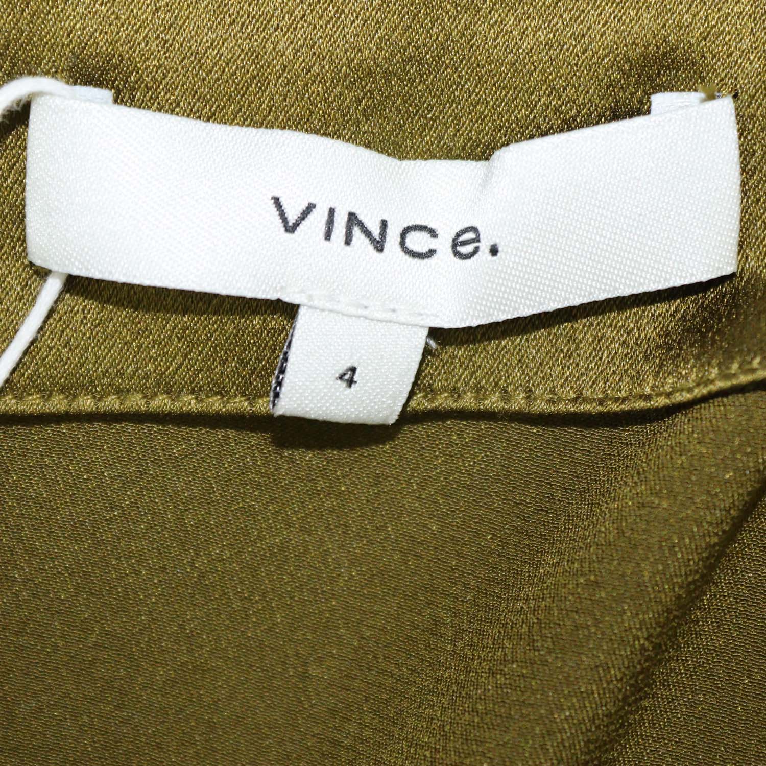 Vince Olive Green Silk Wrap Midi Skirt