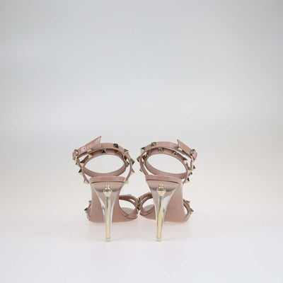 Valentino Old Rose Rockstud Plexi Heel Sandals. Shoes Valentino 