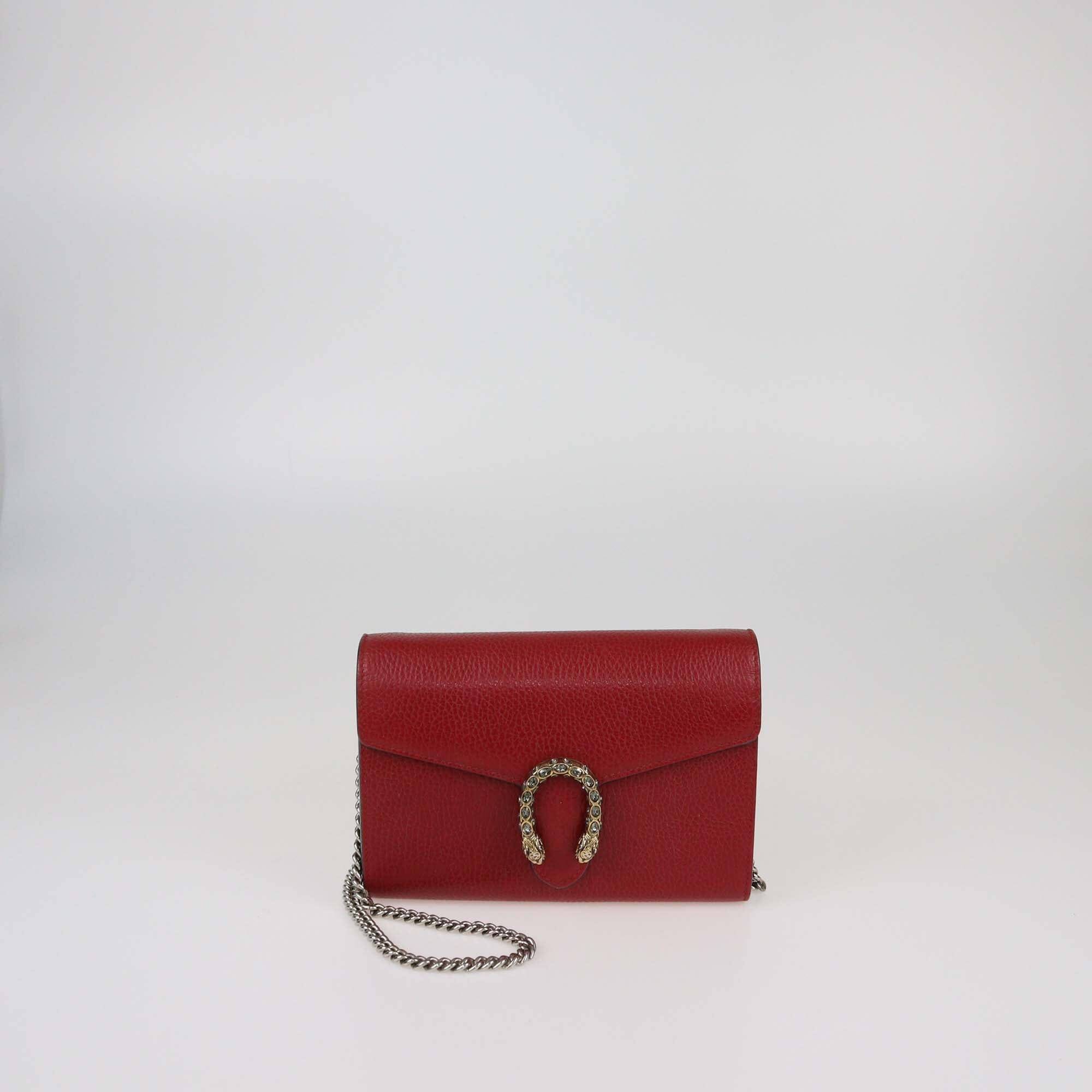Gucci Red Dionysus Wallet On Chain Womens Gucci 