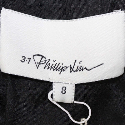 3.1 Phillip Lim Navy Blue/Metallic Blend Polyester Single Pleat Jacquard Skirt