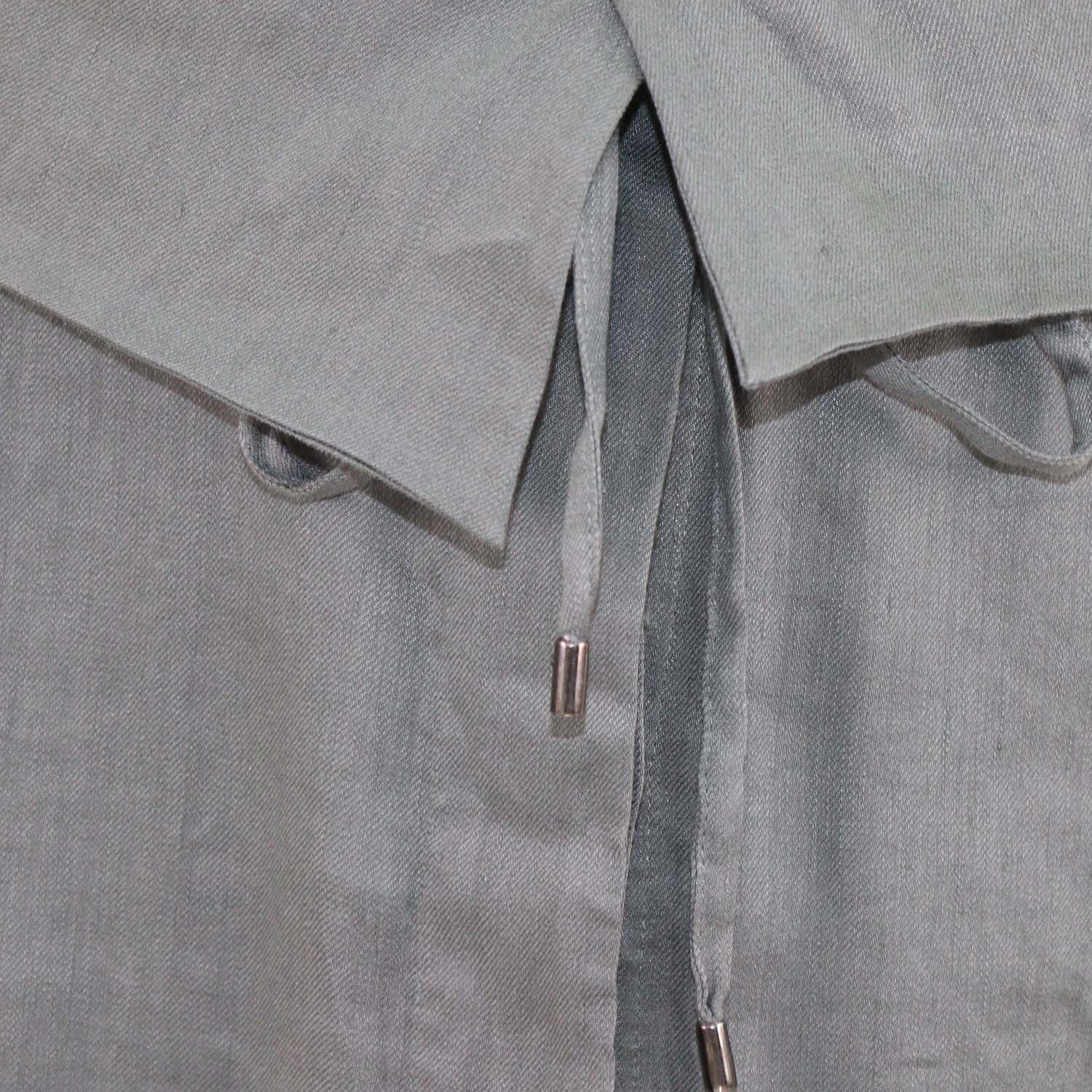 Vince Grey Blend Linen Fold Over Drawstring Waist Short Skirt