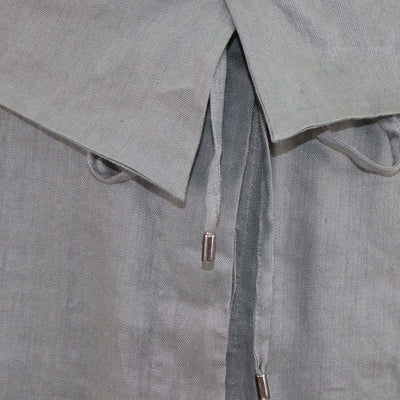 Vince Grey Blend Linen Fold Over Drawstring Waist Short Skirt