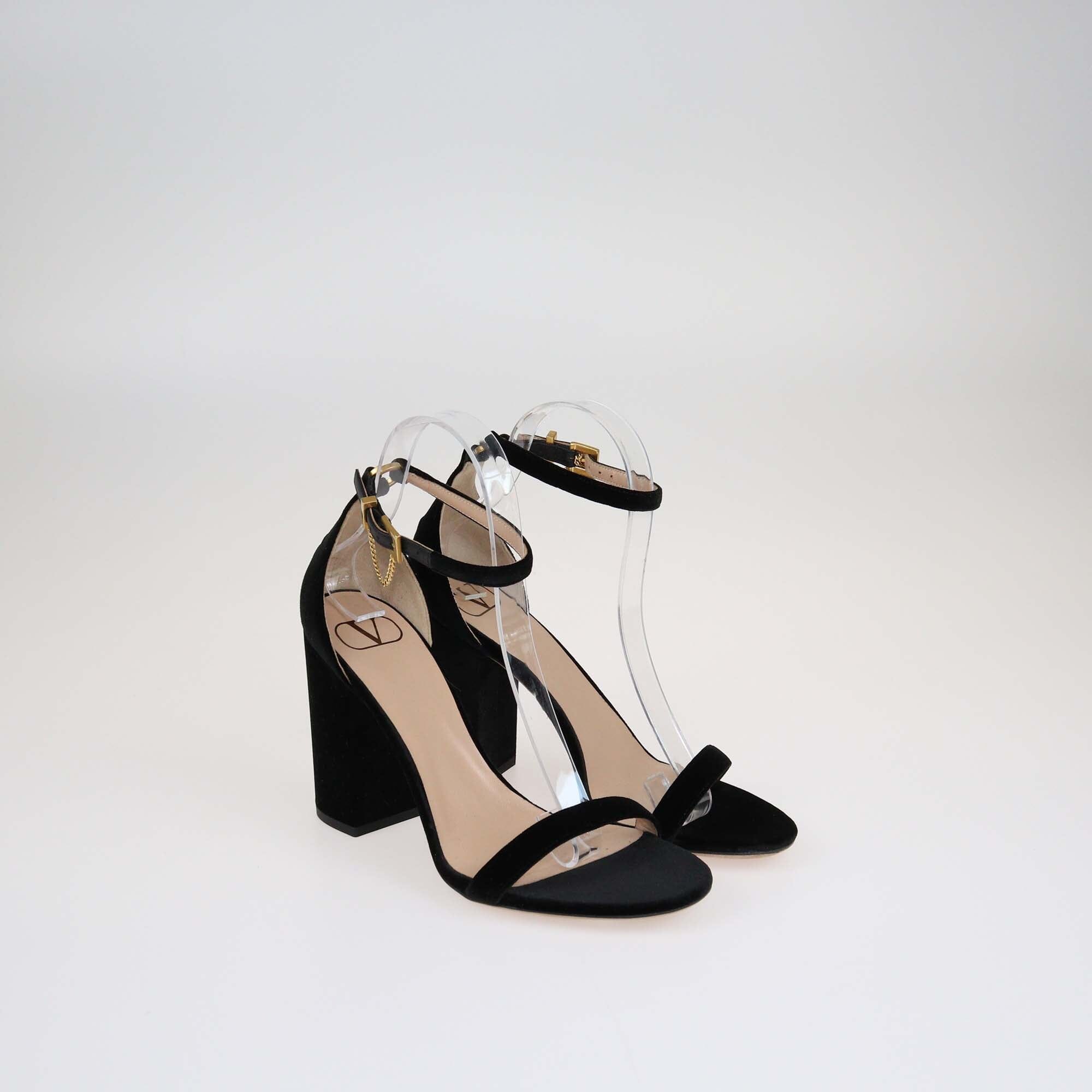 Valentino Black Chain Embellished Sandals Shoes Valentino 