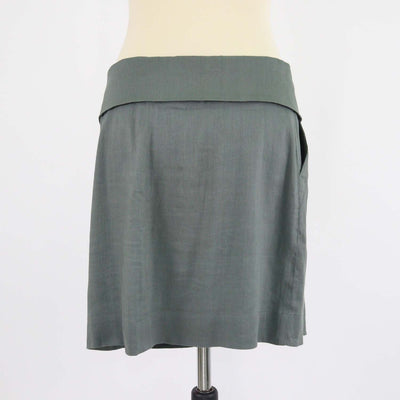 Vince Grey Blend Linen Fold Over Drawstring Waist Short Skirt