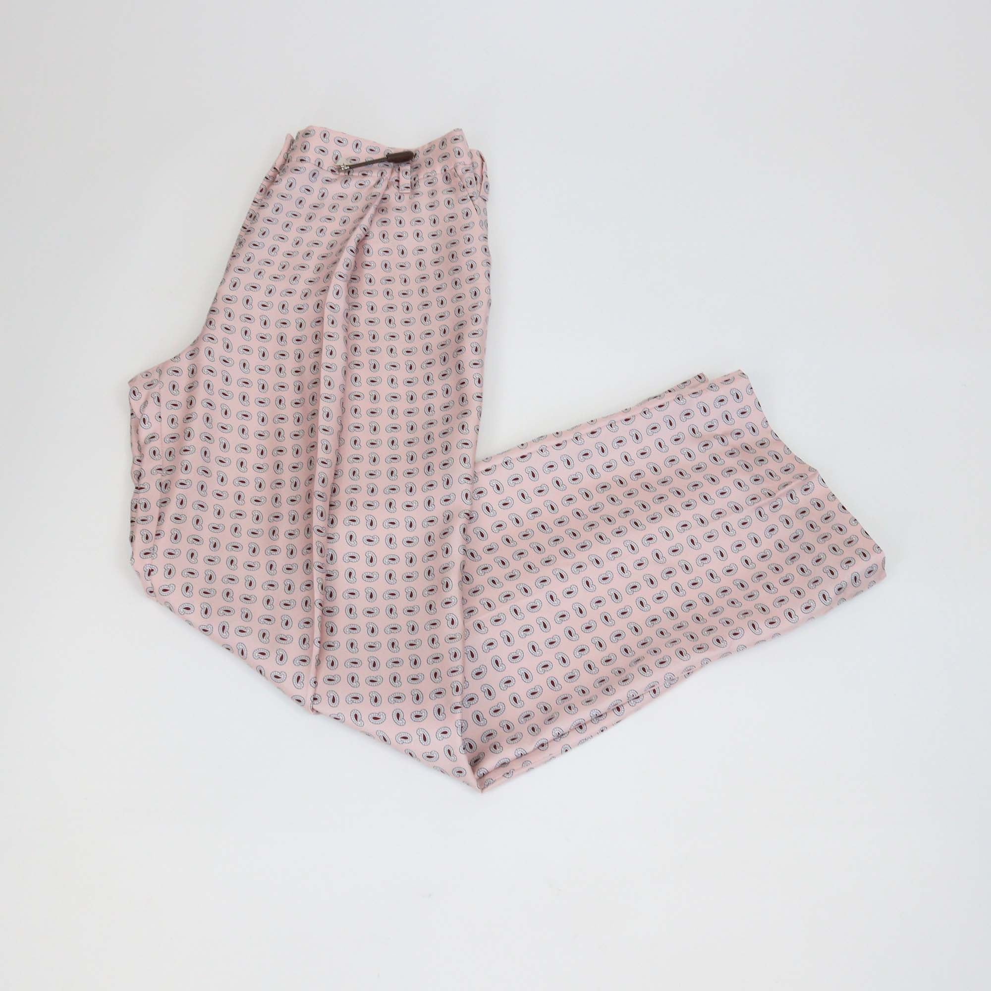 Prada Pink Silk Printed Twill Wide Leg Pants