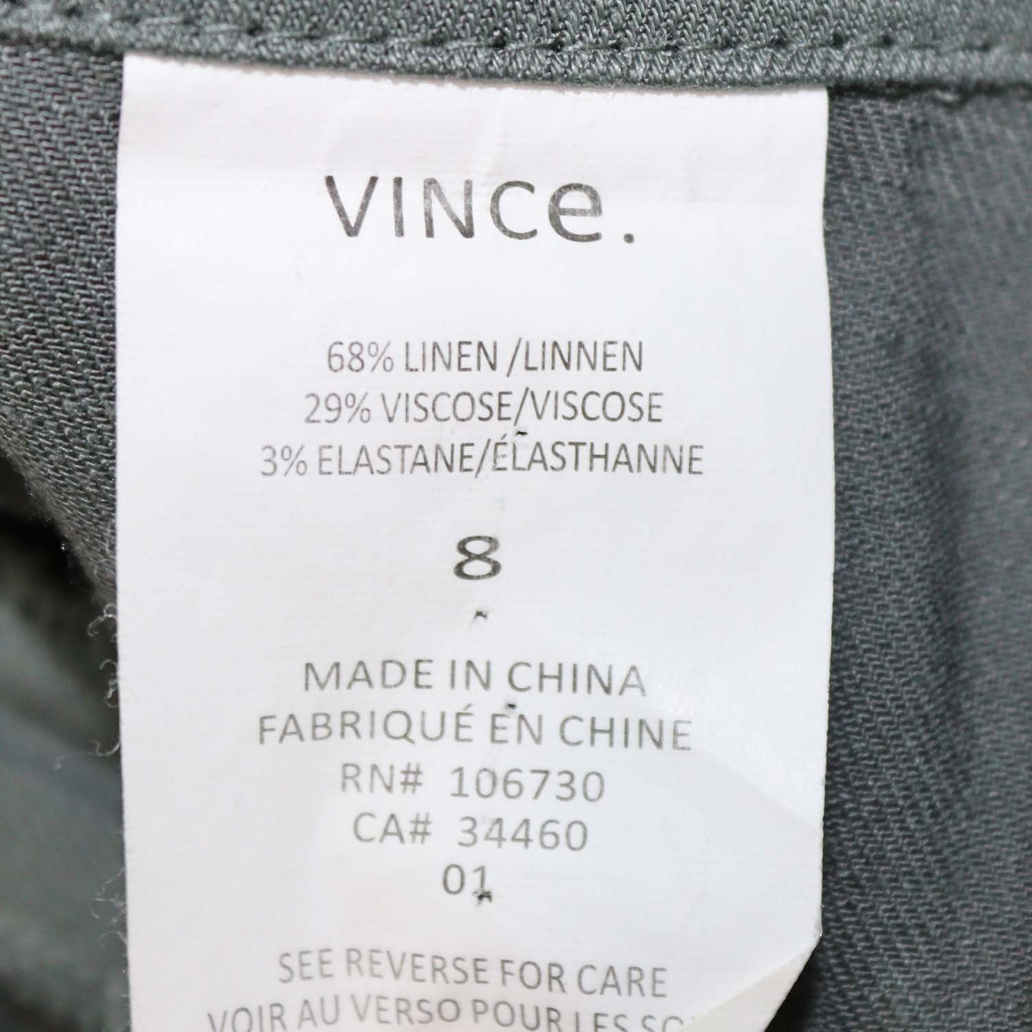 Vince Grey Blend Linen Fold Over Drawstring Waist Short Skirt