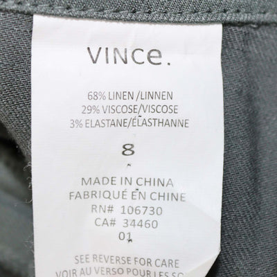 Vince Grey Blend Linen Fold Over Drawstring Waist Short Skirt