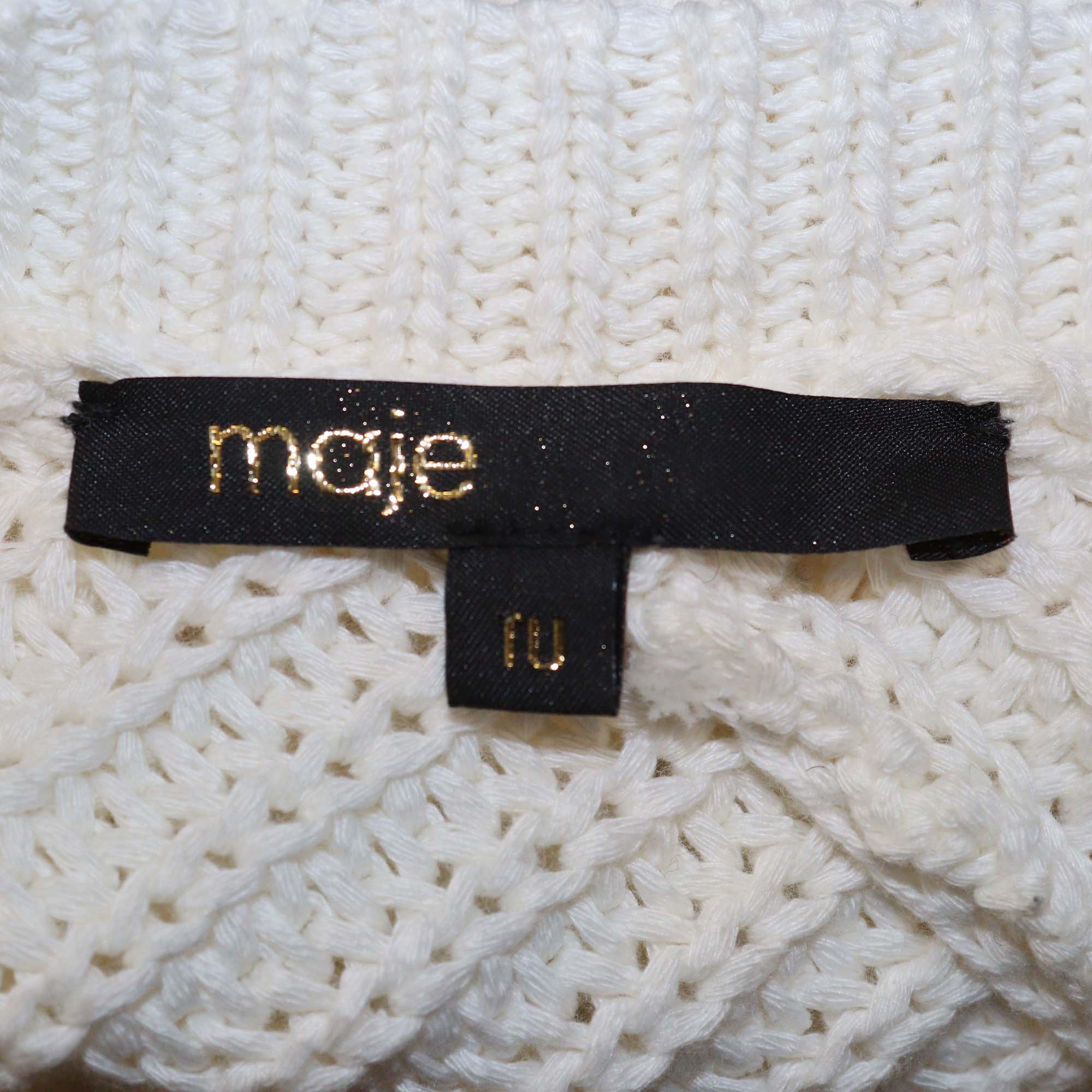 Maje White/Black Knitted Poncho Sweater