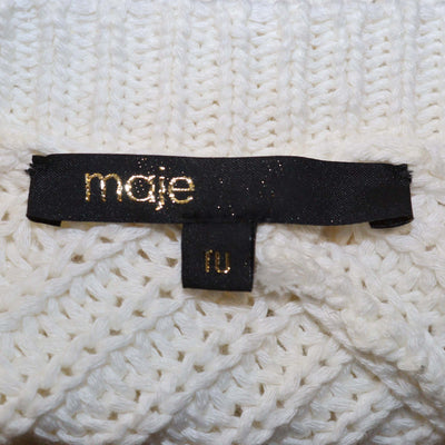 Maje White/Black Knitted Poncho Sweater