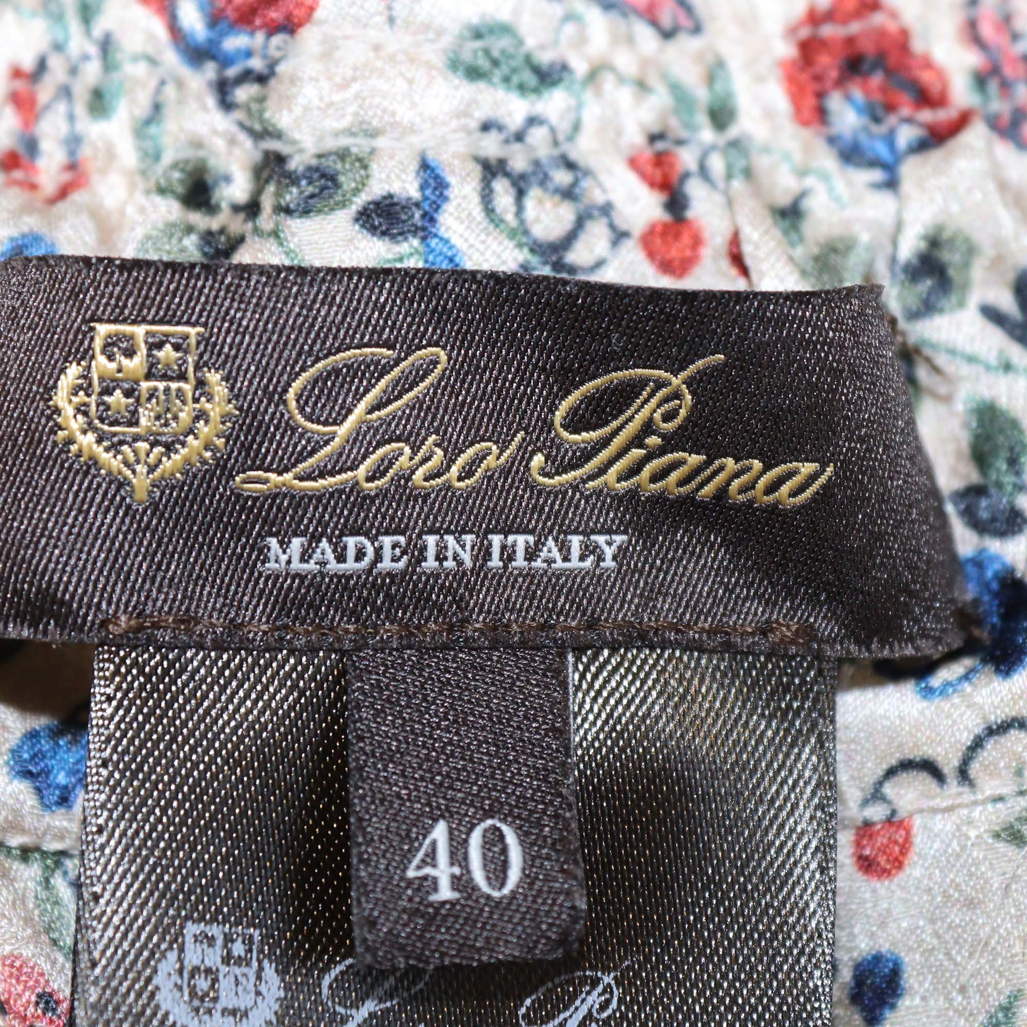 Loro Piana Multicolor Silk Floral Print Emon Trouser