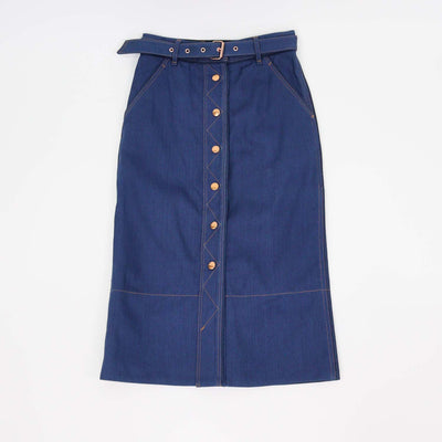 Rag & Bone Blue Denim Branson Belted Skirt