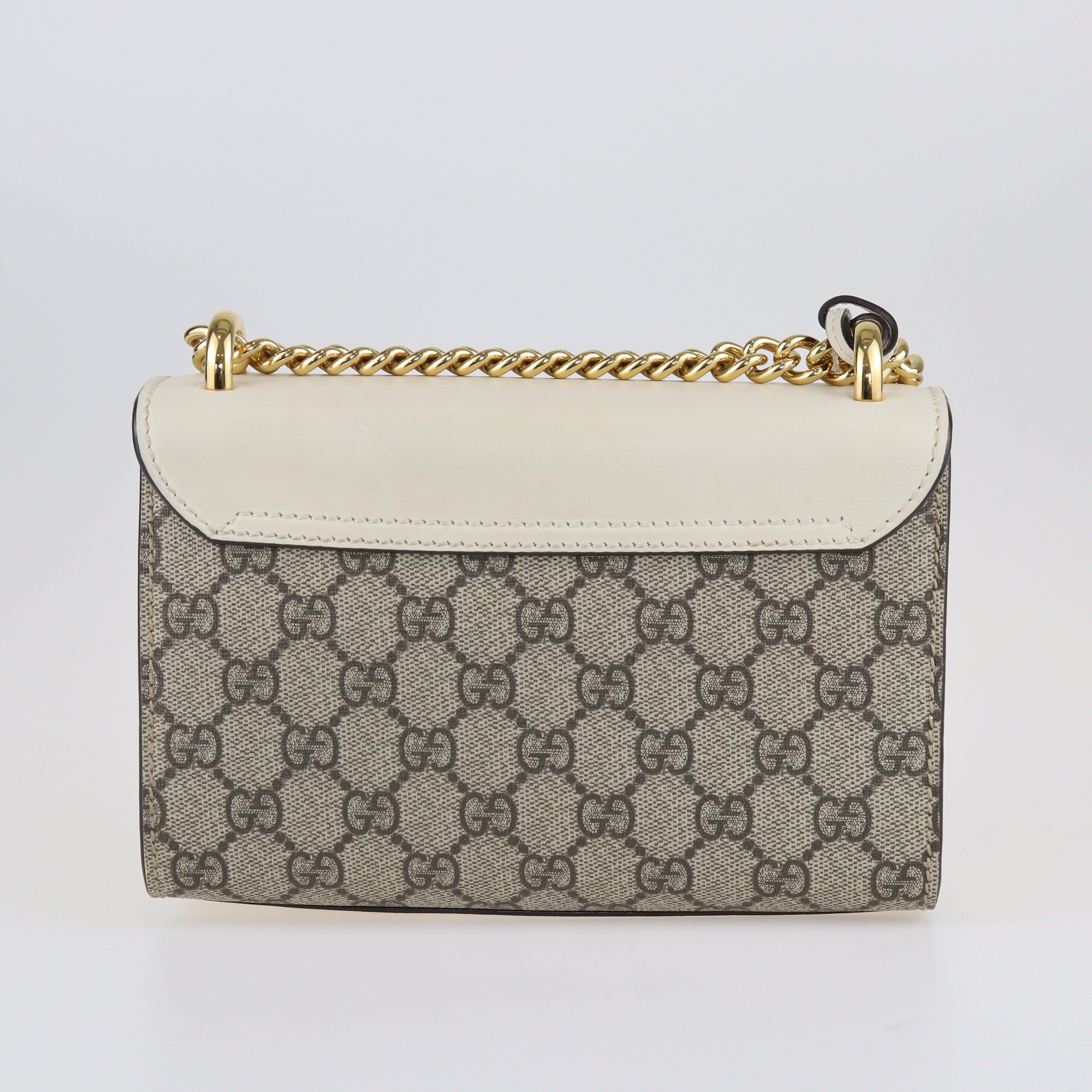 Beige/White GG Small Padlock Shoulder Bag Bags Gucci 