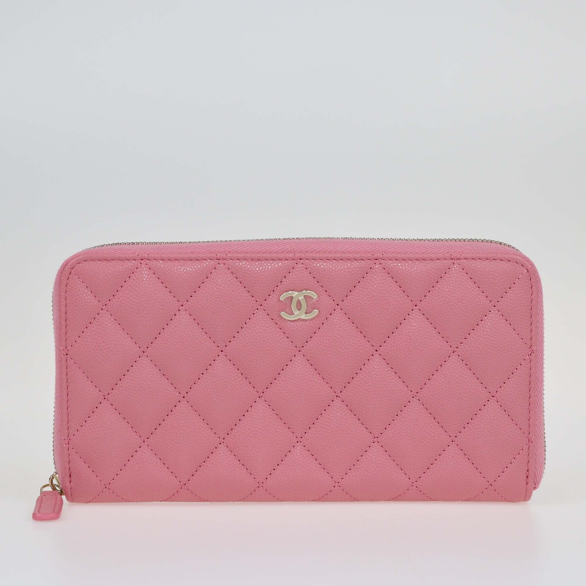 Chanel Pink Caviar Zip Around Long Wallet Bags Chanel 