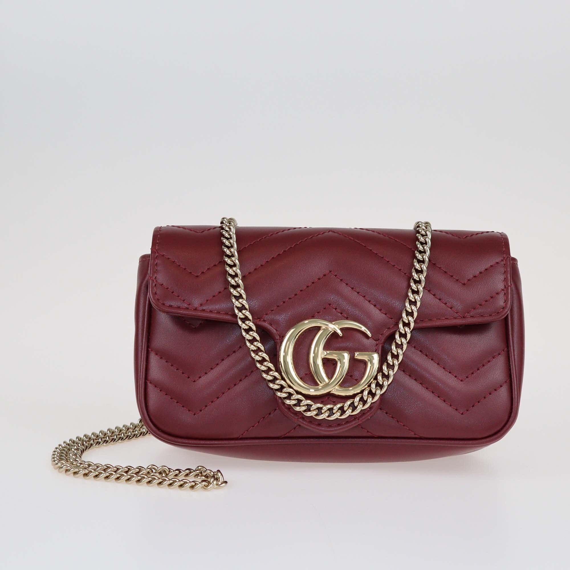 Gucci Red Matelasse Super Mini GG Marmont Bag