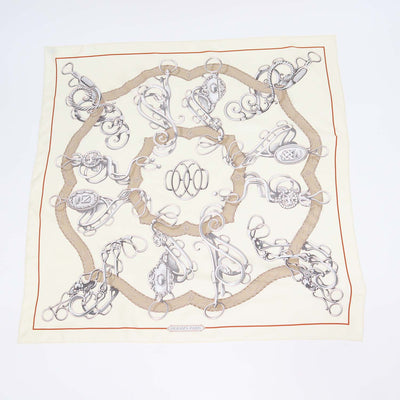 Hermes Cream Silk Lift Profile 90 Scarf