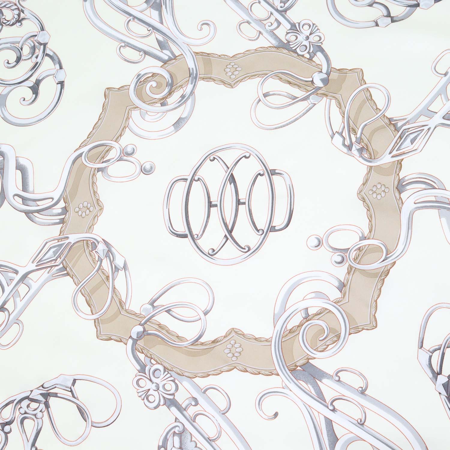 Hermes Cream Silk Lift Profile 90 Scarf