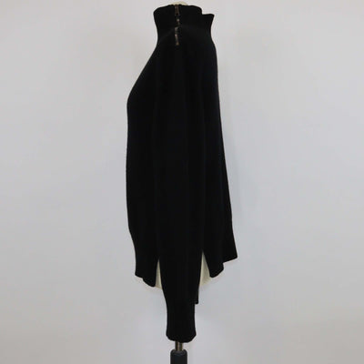 Moncler Black Wool & Cashmere Knitted Zip Turtle Neck Long Sleeve Sweater