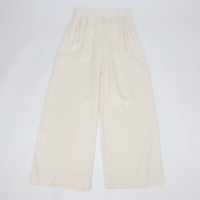 Loewe Cream Viscose Anagram Embroidered Straight Leg Trousers