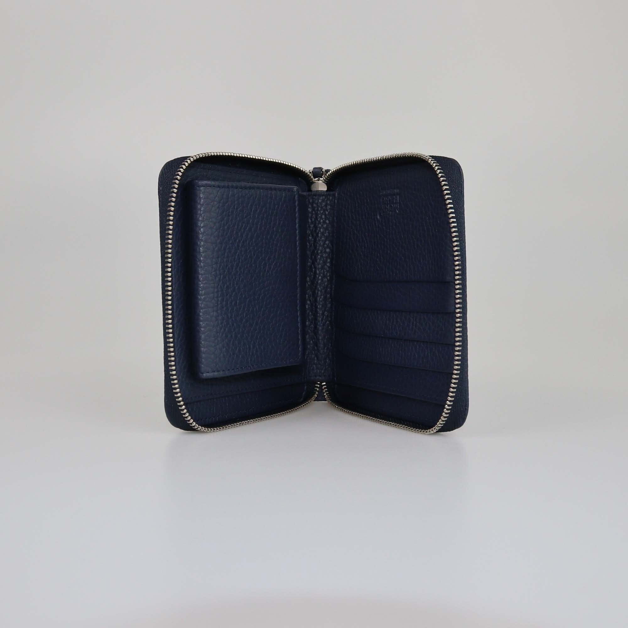 Montblanc Navy Blue Zip Compact Around Wallet Womens Montblanc 