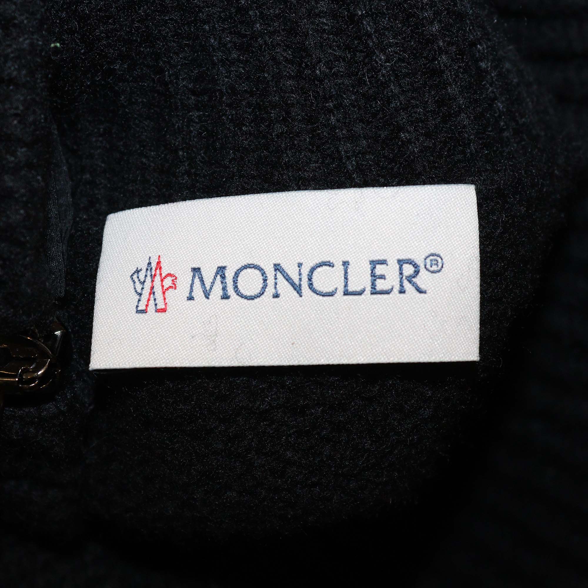 Moncler Black Wool & Cashmere Knitted Zip Turtle Neck Long Sleeve Sweater