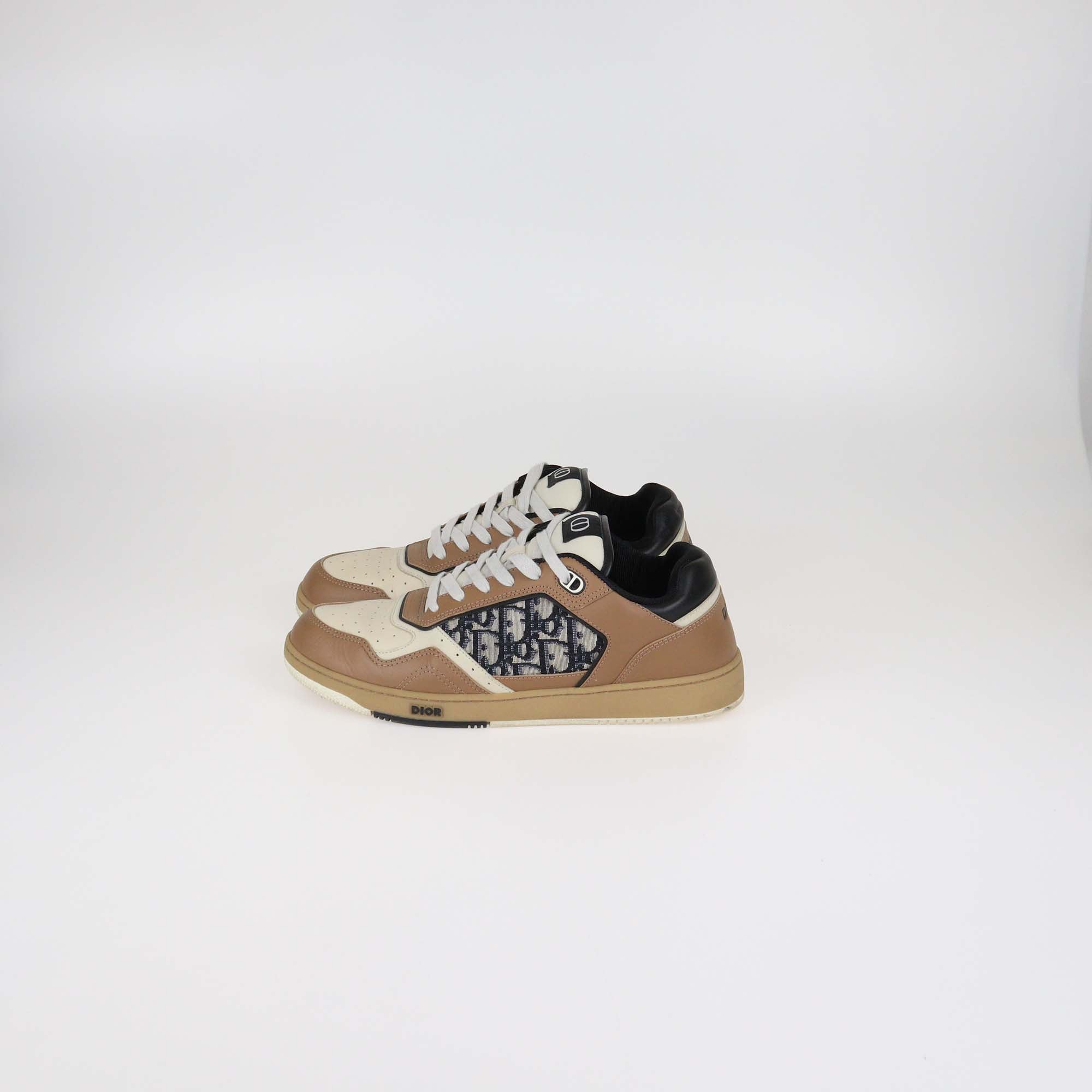 Christian Dior Brown Leather and Oblique Canvas B27 Low Top Sneakers
