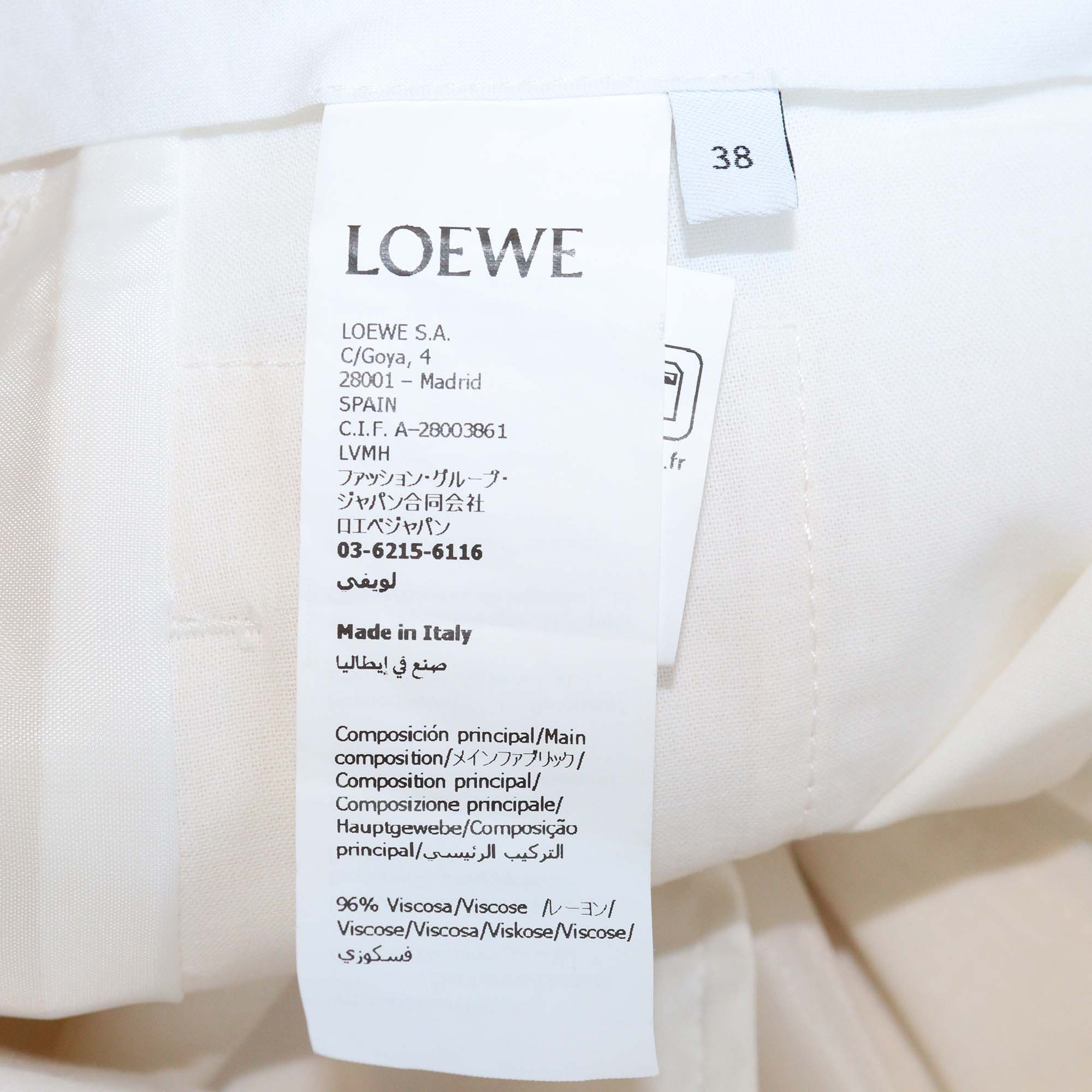 Loewe Cream Viscose Anagram Embroidered Straight Leg Trousers