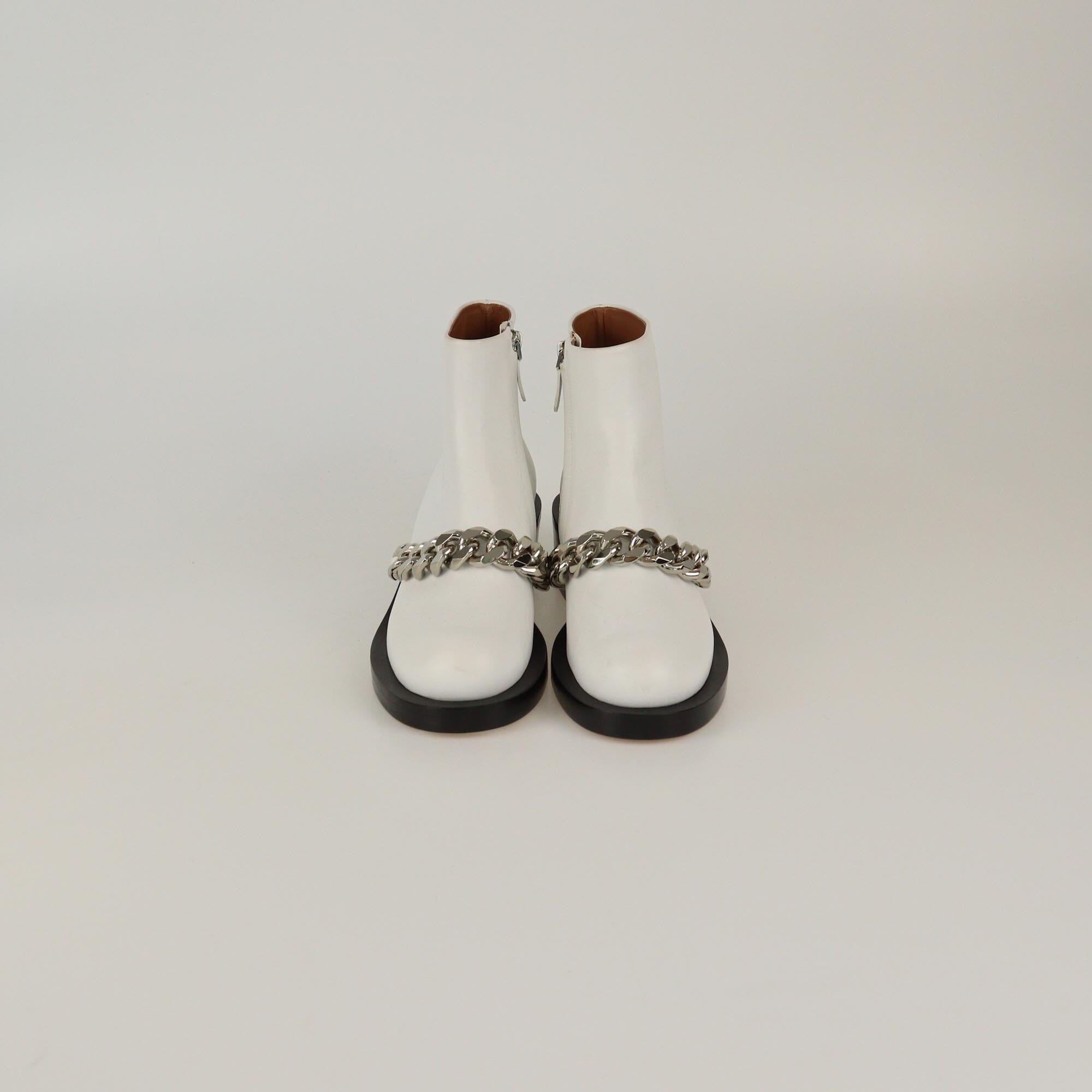 Givenchy White Chain Link Laura Ankle Boots1