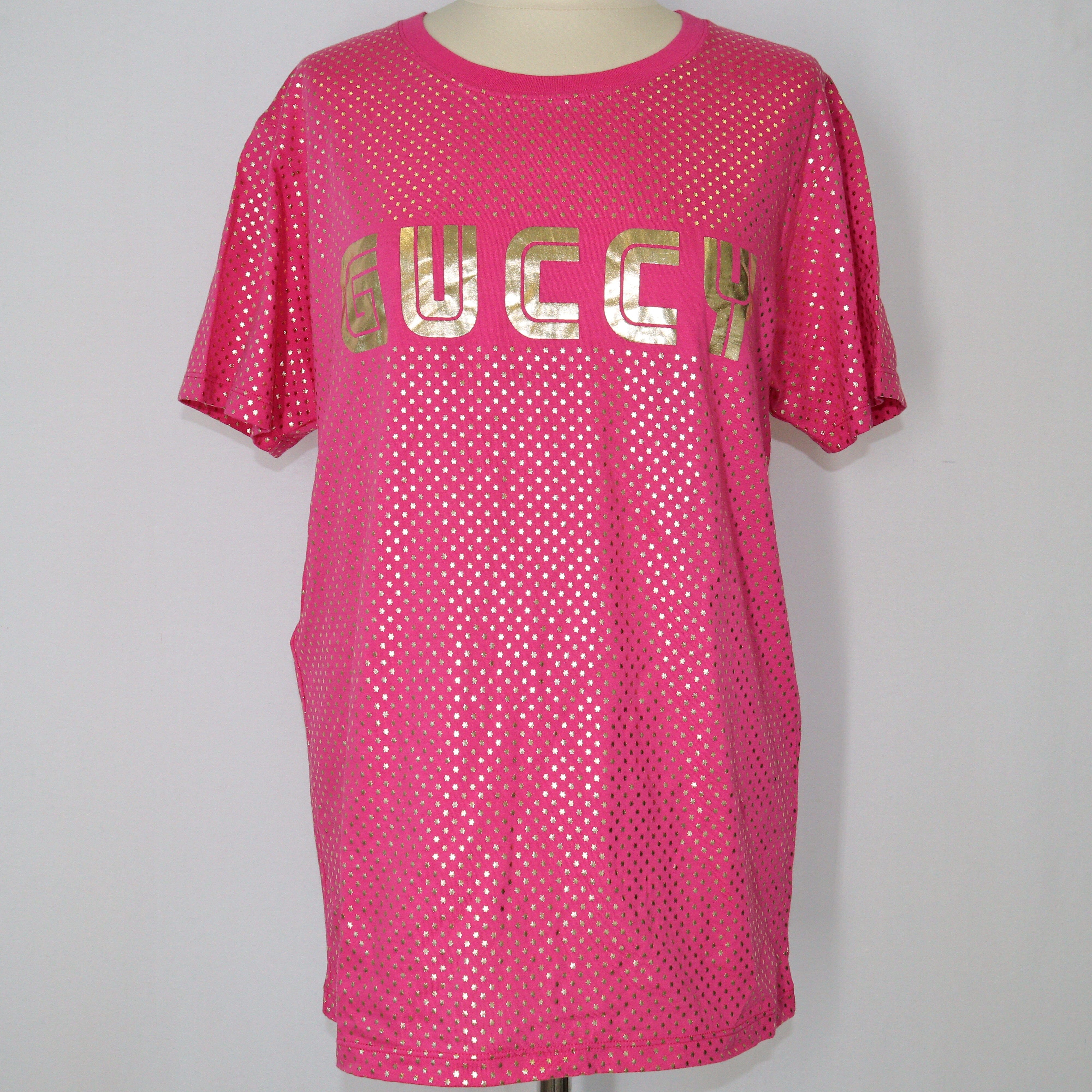 Pink Guccy Crew Neck T-Shirt Clothings Gucci 