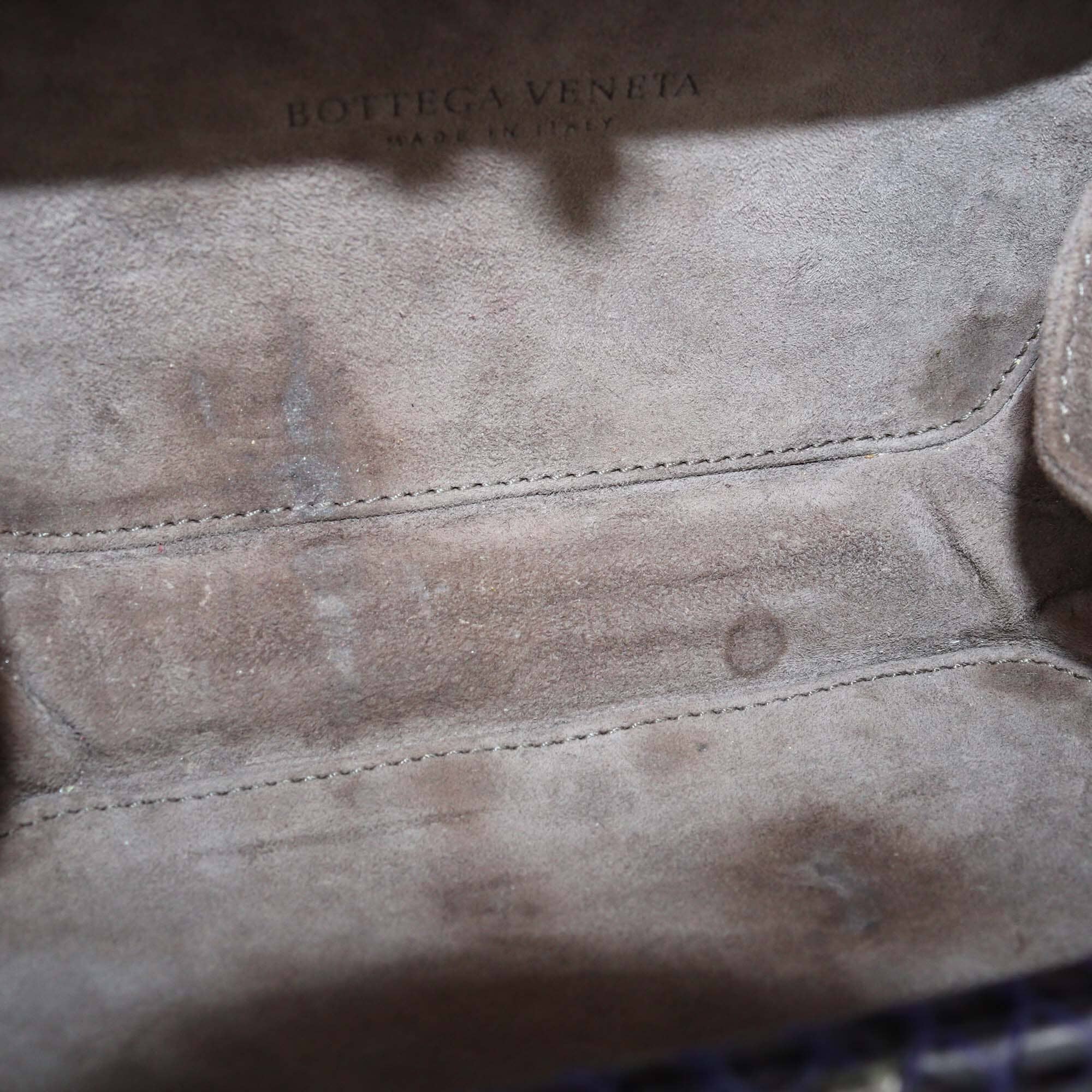 Bottega Veneta Purple/Black Embroidered Thread Knot Clutch Womens Bottega Veneta 