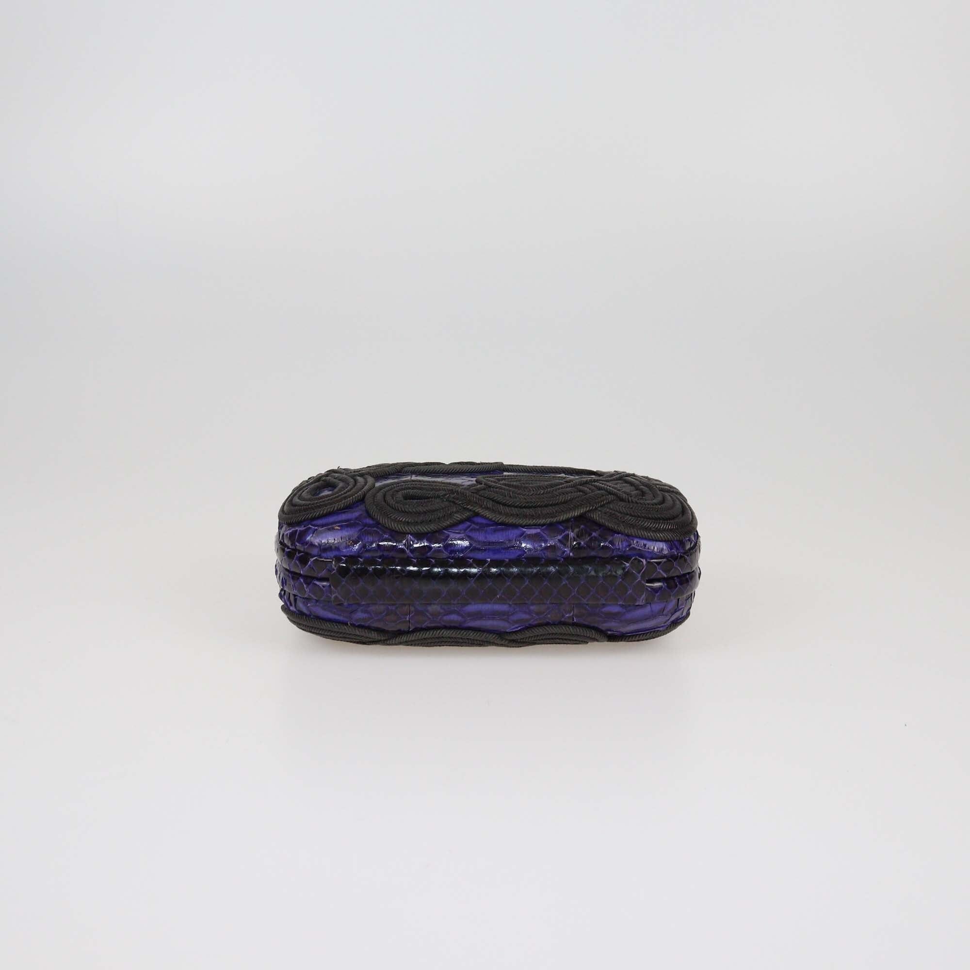 Bottega Veneta Purple/Black Embroidered Thread Knot Clutch Womens Bottega Veneta 