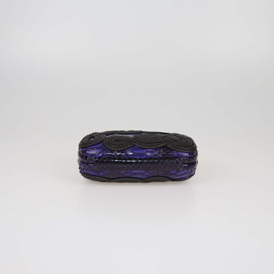 Bottega Veneta Purple/Black Embroidered Thread Knot Clutch Womens Bottega Veneta 