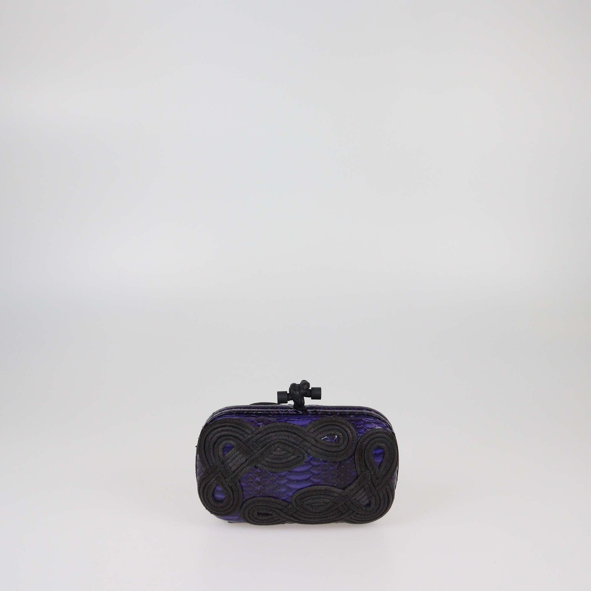 Bottega Veneta Purple/Black Embroidered Thread Knot Clutch Womens Bottega Veneta 