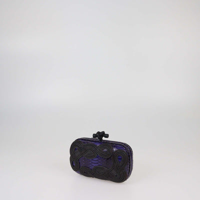 Bottega Veneta Purple/Black Embroidered Thread Knot Clutch Womens Bottega Veneta 