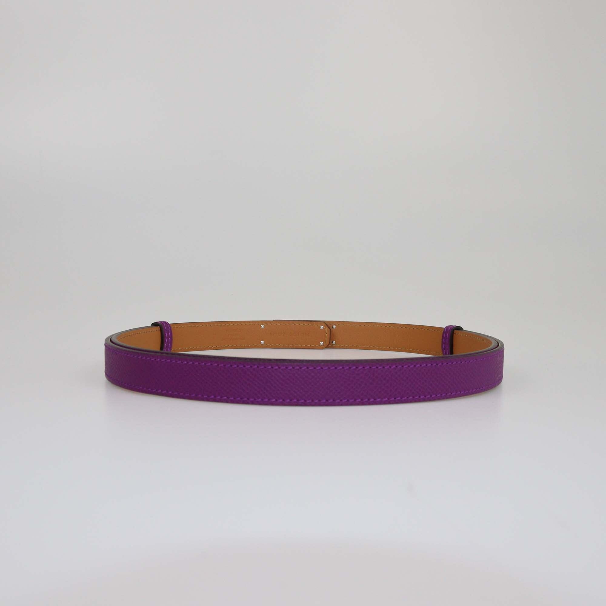 Hermes Ultraviolet Epsom Leather Kelly 18 PHW Adjustable Belt Womens Hermes 