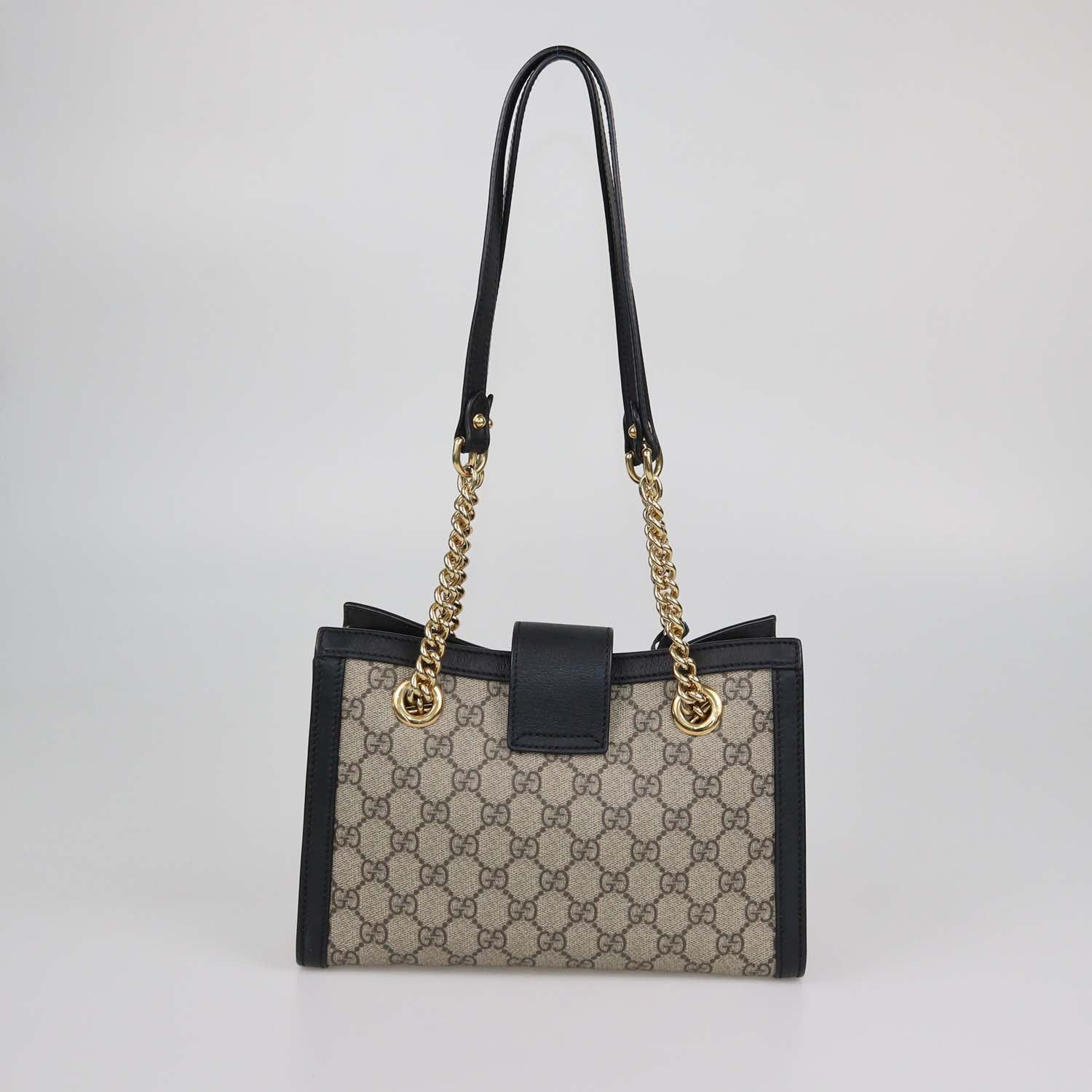 Gucci Beige/Black GG Supreme Canvas Small Padlock Shoulder Bag