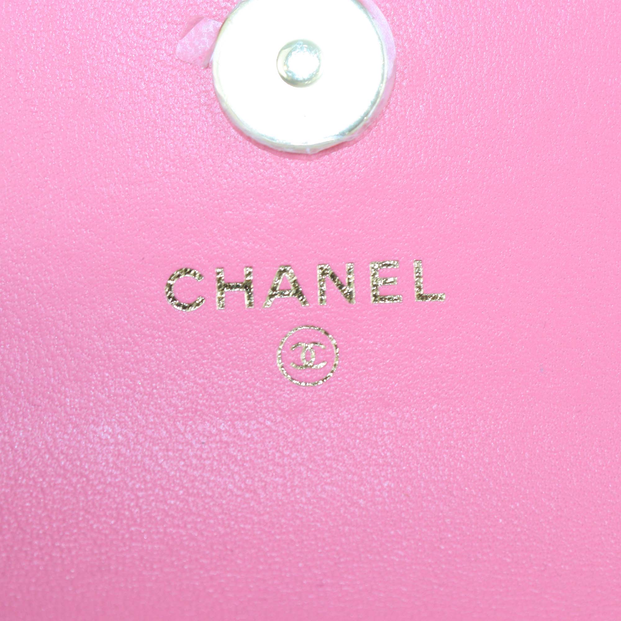 Chanel Pink Quilted Leather CC Hook Card Case