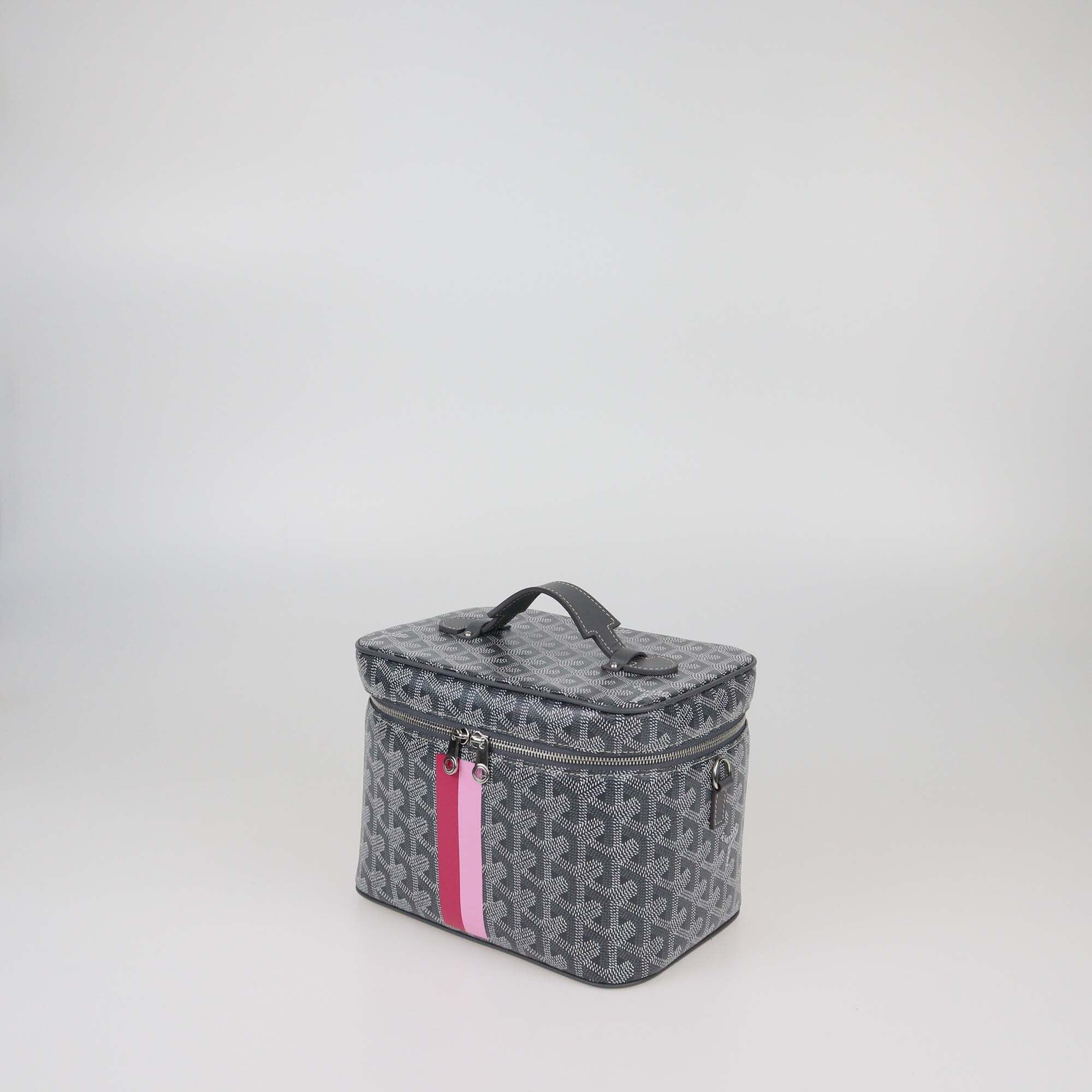 Goyard Grey Goyardine Striped Muse Vanity Case Bag Womens Goyard 