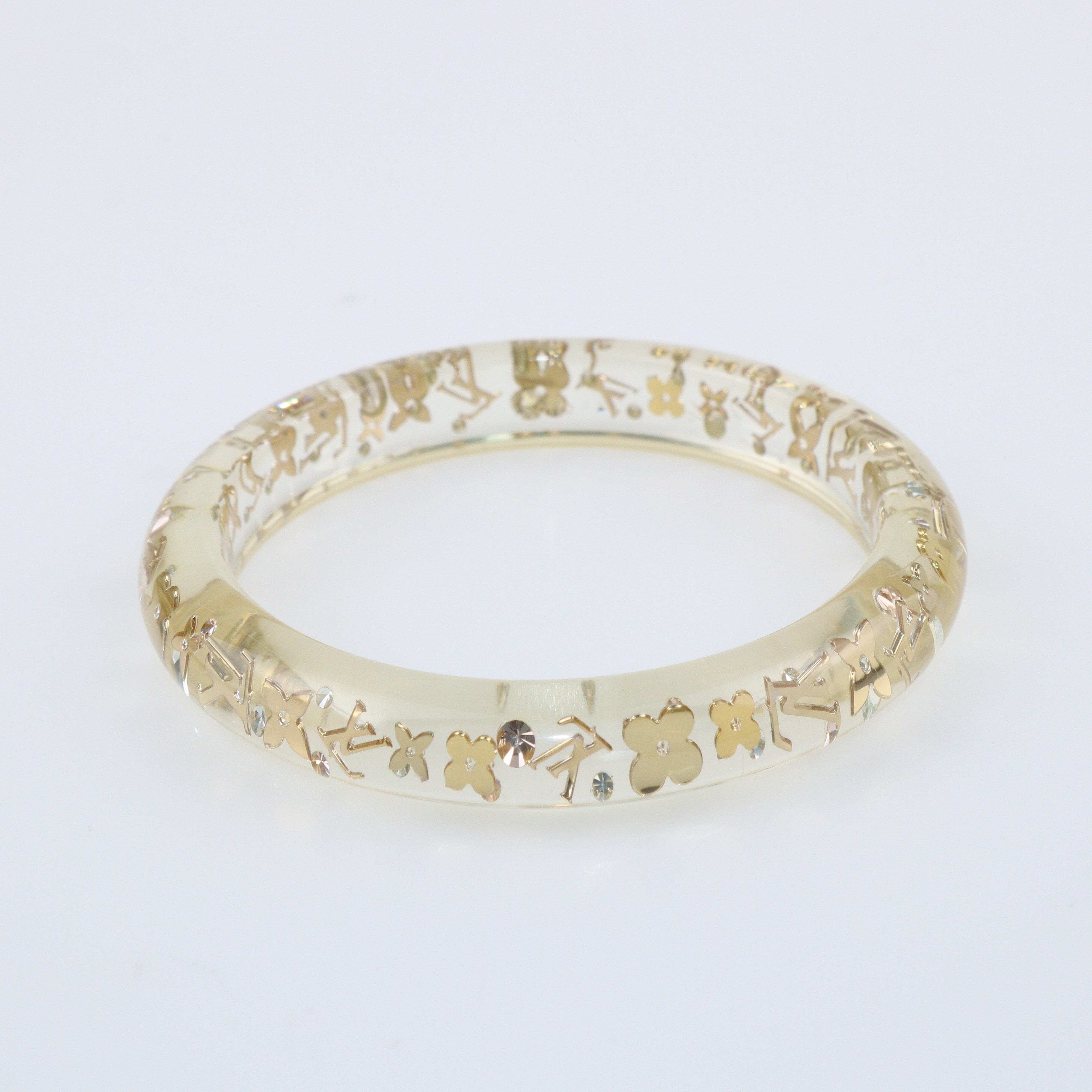 Clear Resin Gold Tone Monogram Bangle Bracelet Jewellery Louis Vuitton 