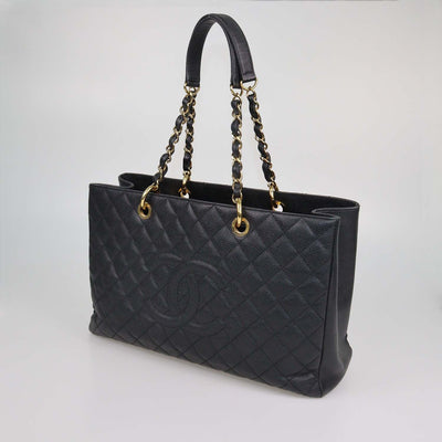 Chanel Black Quilted Caviar Leather XL Grand Shopping Tote