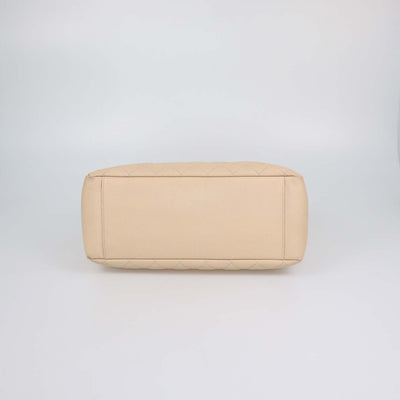 Chanel Cream Quilted Caviar Leather Grand Shopping Tote