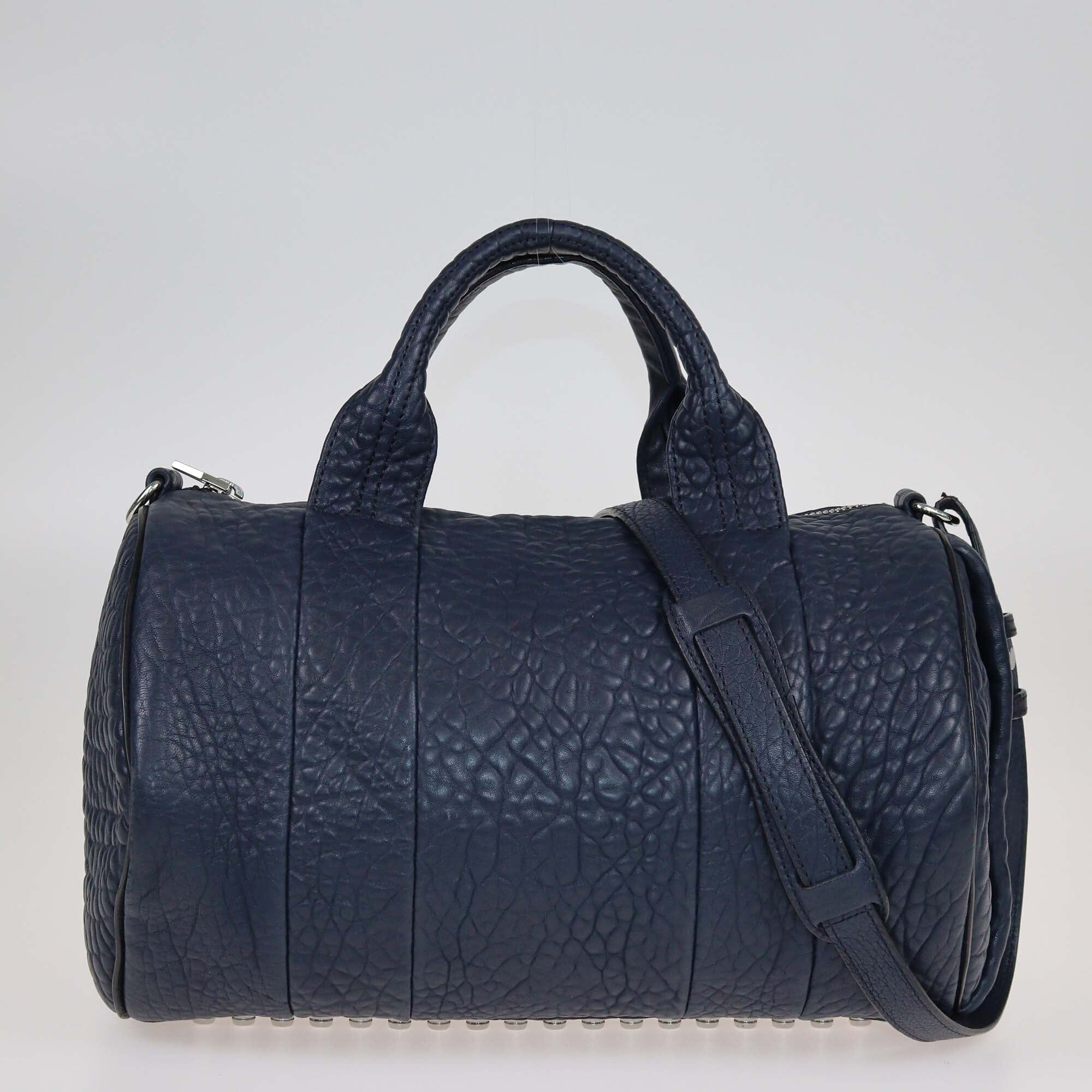 Alexander Wang Navy Blue Pebbled Rocco Duffle Bag Bags Alexander Wang 