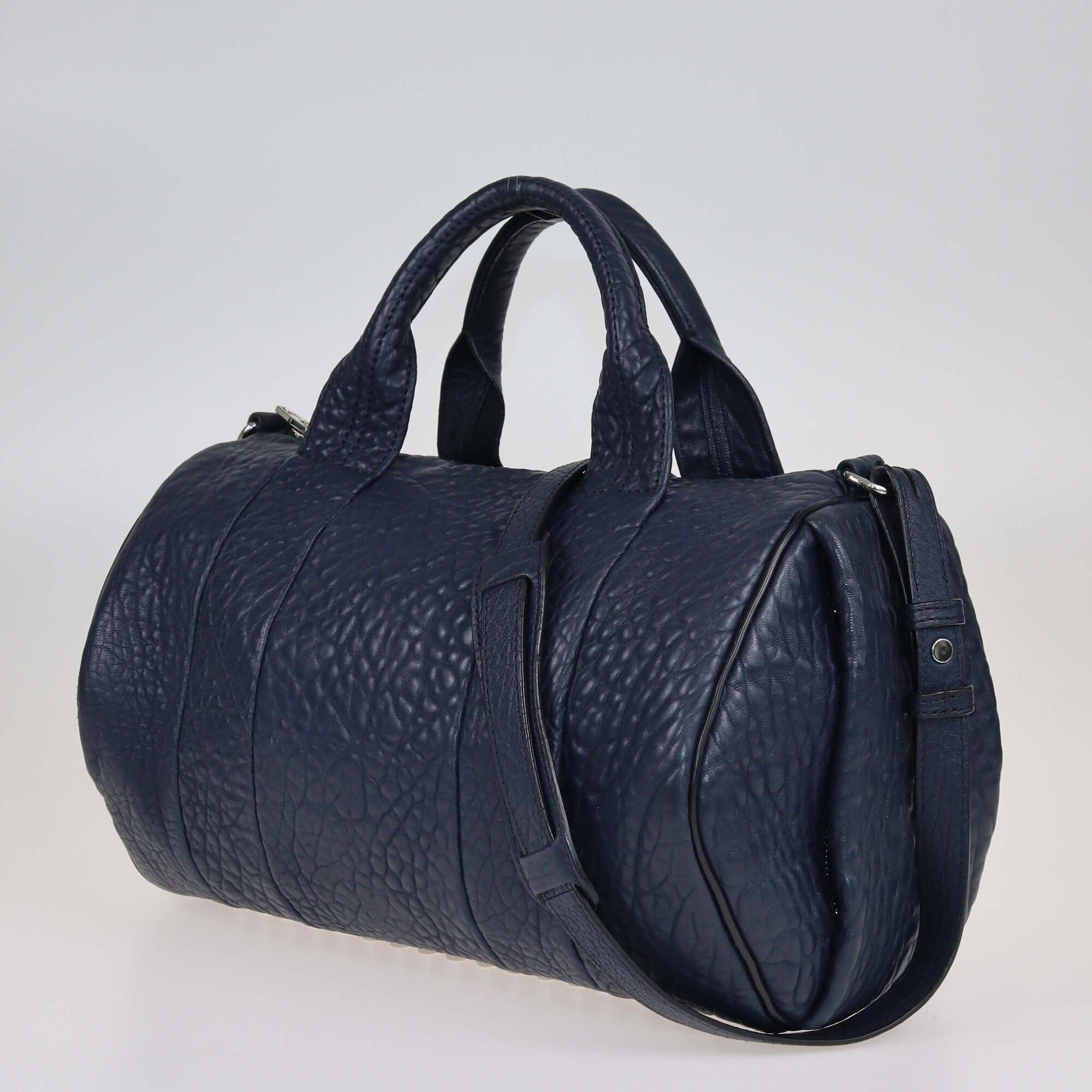 Alexander Wang Navy Blue Pebbled Rocco Duffle Bag Bags Alexander Wang 