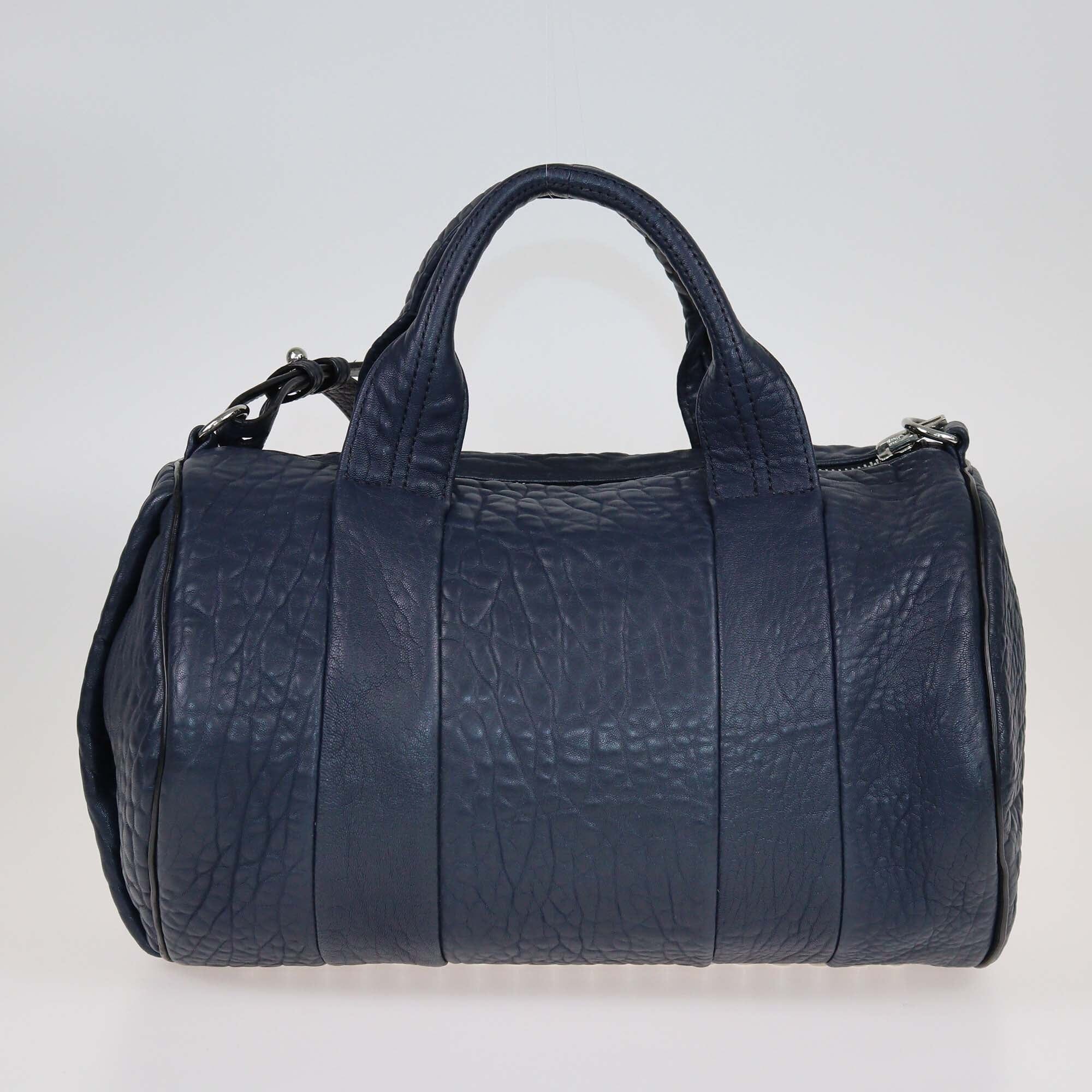 Alexander Wang Navy Blue Pebbled Rocco Duffle Bag Bags Alexander Wang 