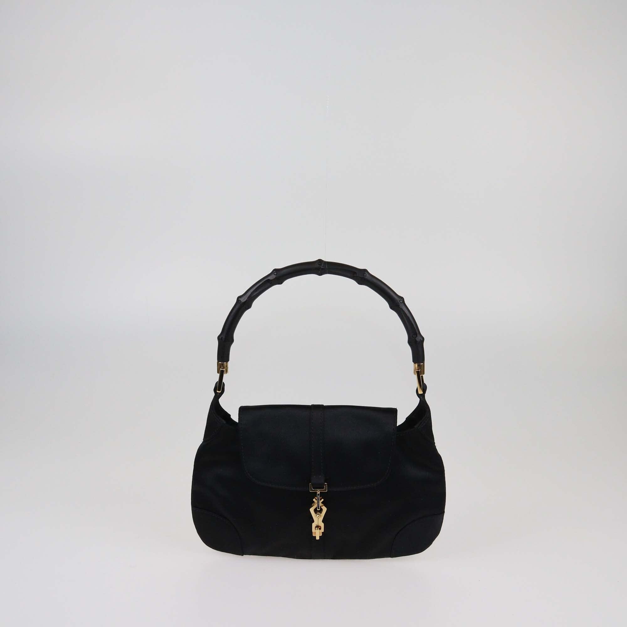 Gucci Black Small Vintage Bamboo Handle Jackie Bag Womens Gucci 