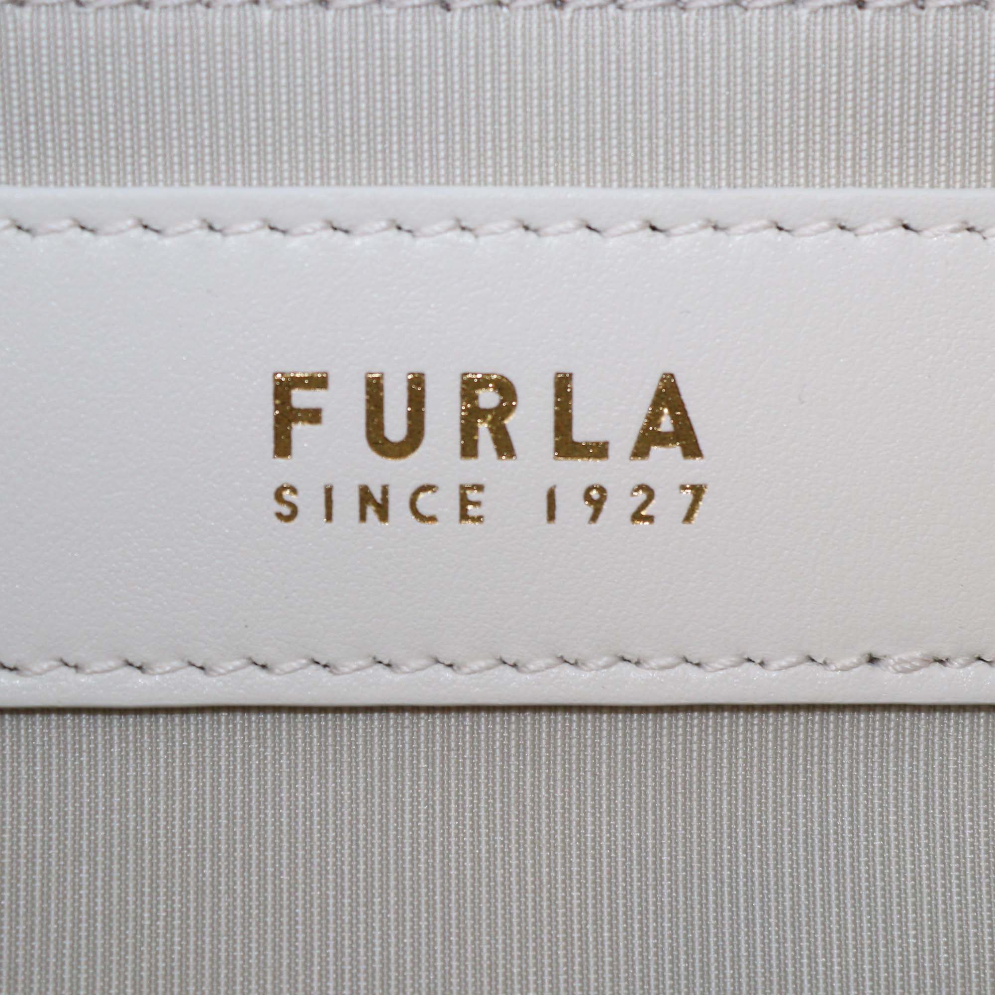 Furla Off White Leather Gathered Daisy Clutch