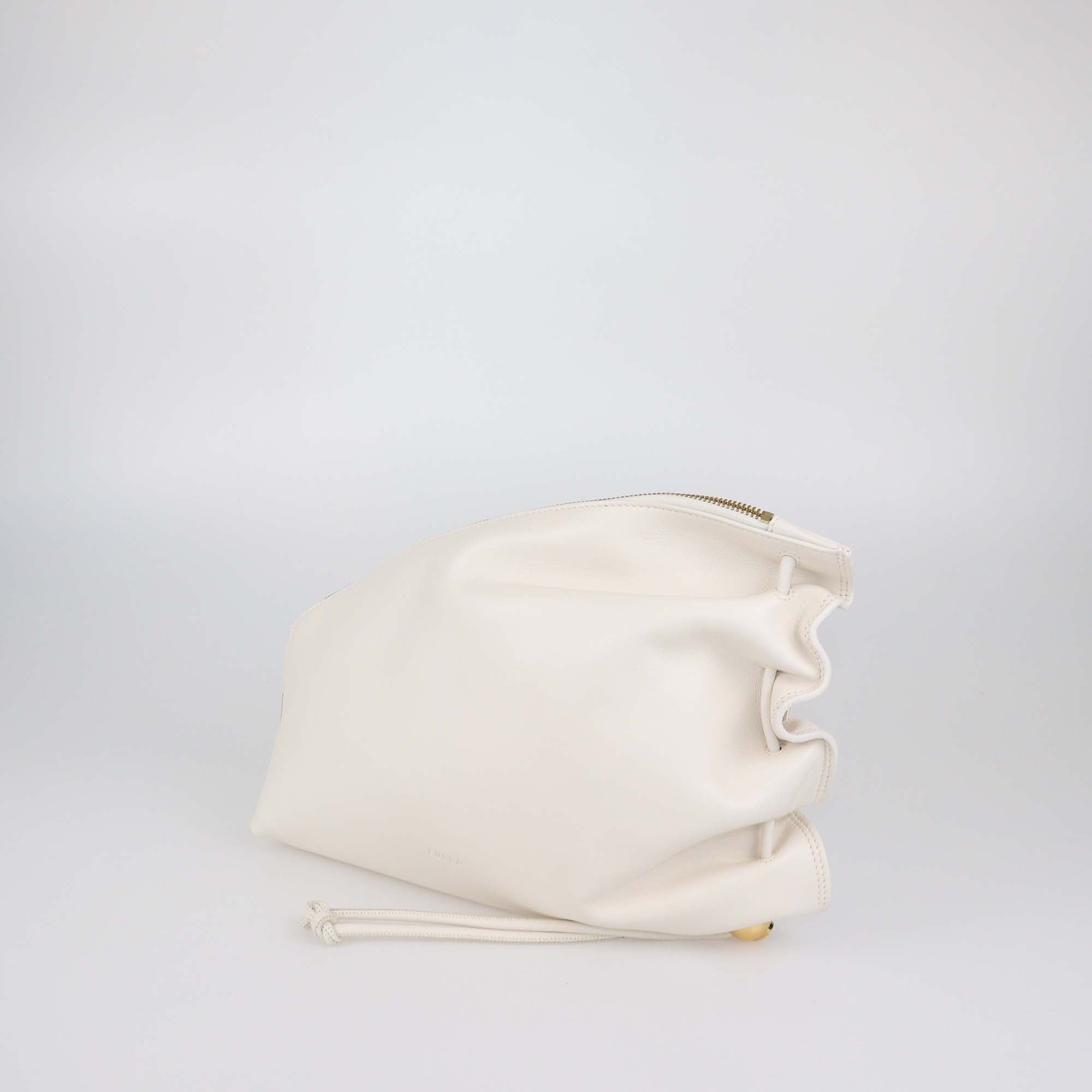 Furla Off White Leather Gathered Daisy Clutch