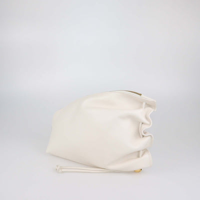 Furla Off White Leather Gathered Daisy Clutch